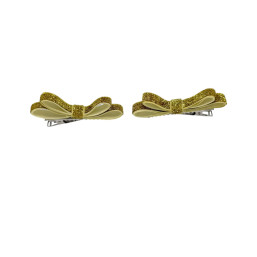 Set of 2 Shiny Ribbon Hair Clips – Gold